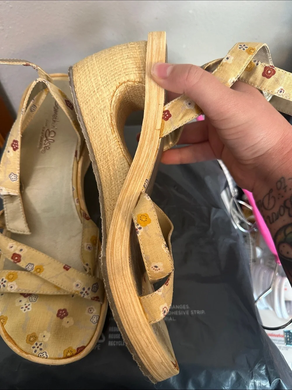 Skechers Yellow Floral Slingback Sandals